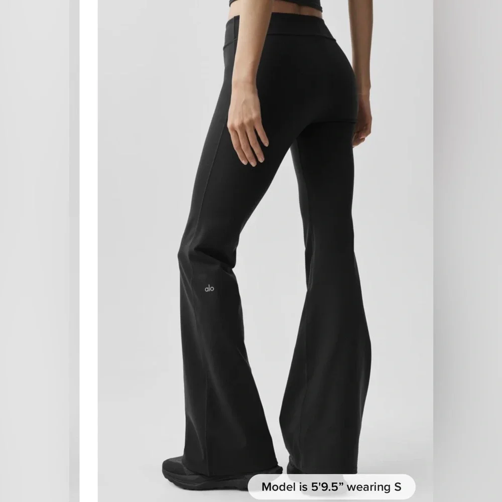 ALO Yoga Black Flared High-Rise Pants XS- S Black